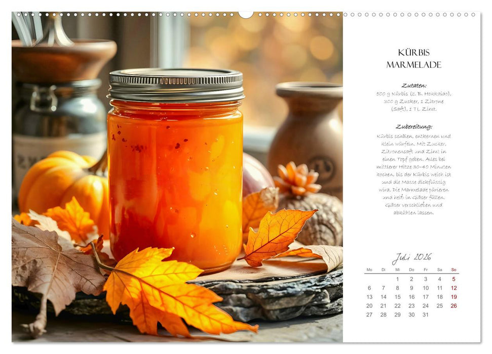 Kürbiszeit - Ein Jahr voller Rezepte und Inspirationen (CALVENDO Premium Wandkalender 2026)