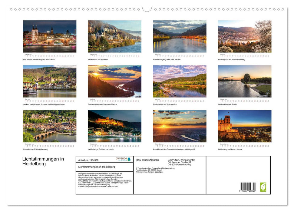 Lichtstimmungen in Heidelberg (CALVENDO Wandkalender 2026)