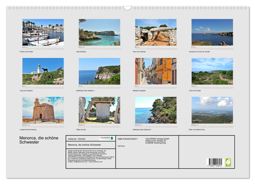 Menorca, die schöne Schwester (CALVENDO Wandkalender 2026)