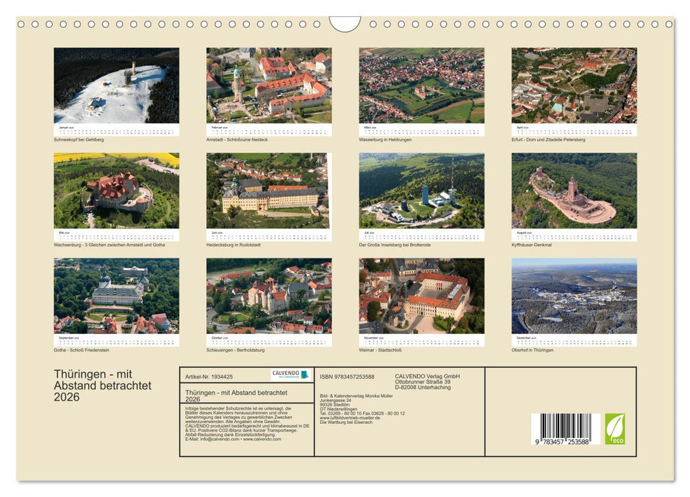 Thüringen - mit Abstand betrachtet 2026 (CALVENDO Wandkalender 2026)
