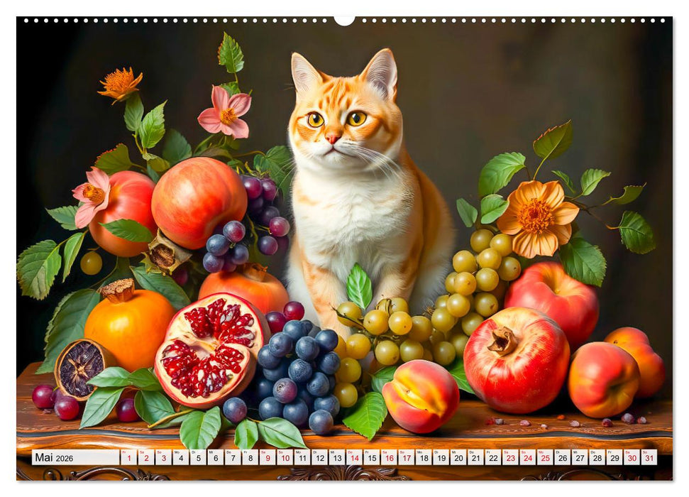 Klassische Katzenporträts - Katzen in opulenten Stillleben (CALVENDO Premium Wandkalender 2026)