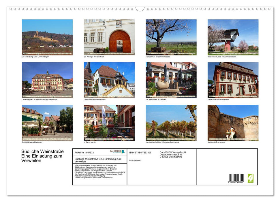 Südliche Weinstraße Eine Einladung zum Verweilen (CALVENDO Wandkalender 2026)
