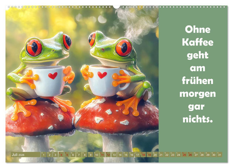 Witzige Frösche - Sprüche (CALVENDO Premium Wandkalender 2026)