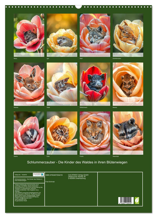 Schlummerzauber - Die Kinder des Waldes in ihren Blütenwiegen (CALVENDO Wandkalender 2026)