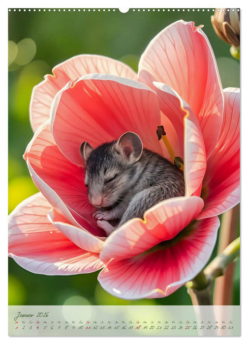 Schlummerzauber - Die Kinder des Waldes in ihren Blütenwiegen (CALVENDO Wandkalender 2026)
