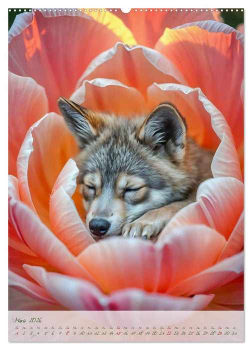 Schlummerzauber - Die Kinder des Waldes in ihren Blütenwiegen (CALVENDO Wandkalender 2026)