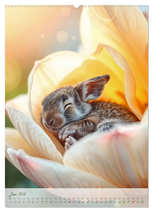 Schlummerzauber - Die Kinder des Waldes in ihren Blütenwiegen (CALVENDO Wandkalender 2026)