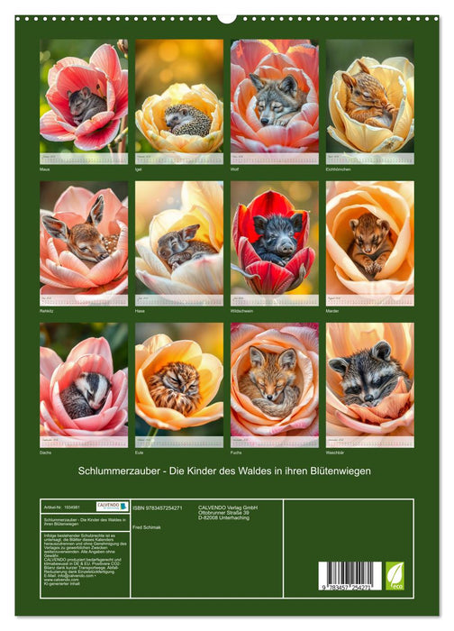 Schlummerzauber - Die Kinder des Waldes in ihren Blütenwiegen (CALVENDO Premium Wandkalender 2026)