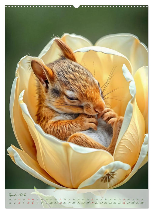 Schlummerzauber - Die Kinder des Waldes in ihren Blütenwiegen (CALVENDO Premium Wandkalender 2026)