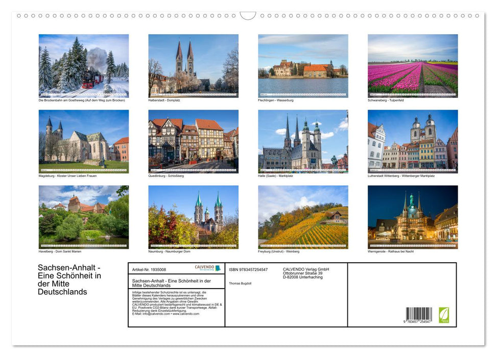 Sachsen-Anhalt - Eine Schönheit in der Mitte Deutschlands (CALVENDO Wandkalender 2026)