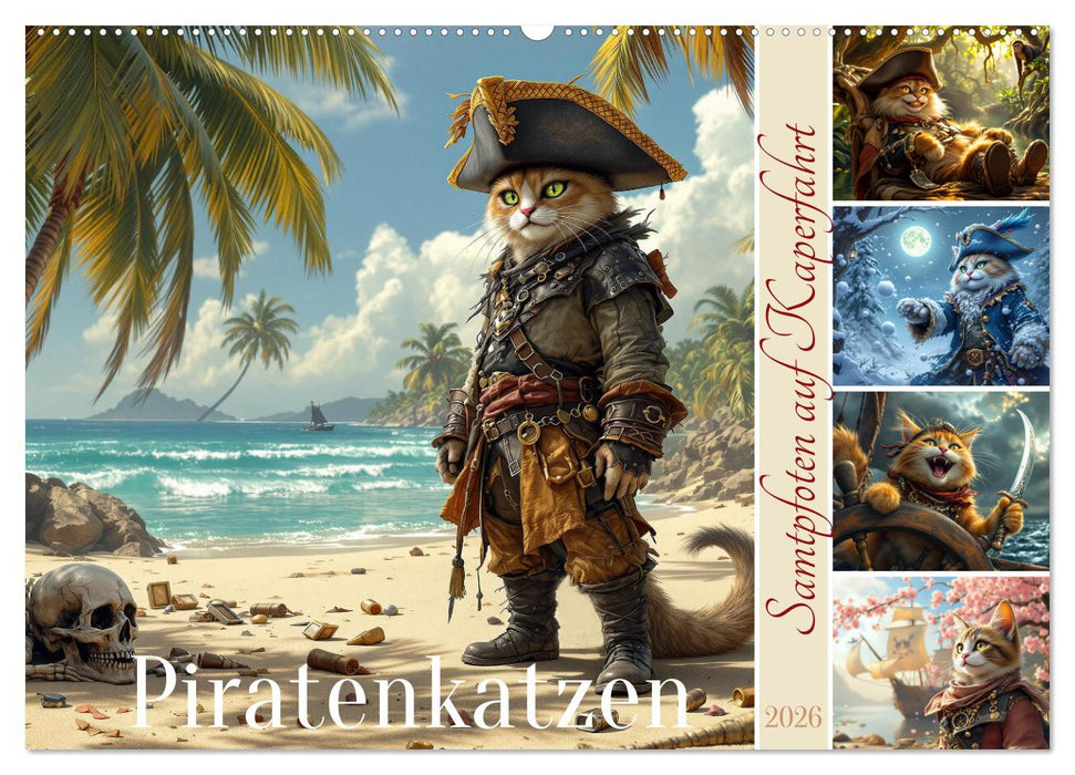 Piratenkatzen- Samtpfoten auf Kaperfahrt (CALVENDO Wandkalender 2026)