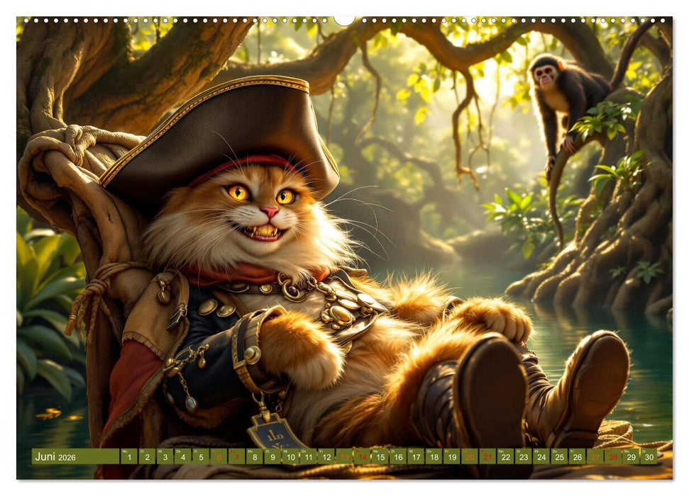 Piratenkatzen- Samtpfoten auf Kaperfahrt (CALVENDO Wandkalender 2026)