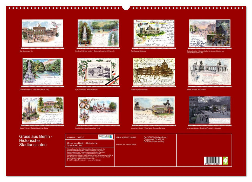 Gruss aus Berlin - Historische Stadtansichten (CALVENDO Wandkalender 2026)