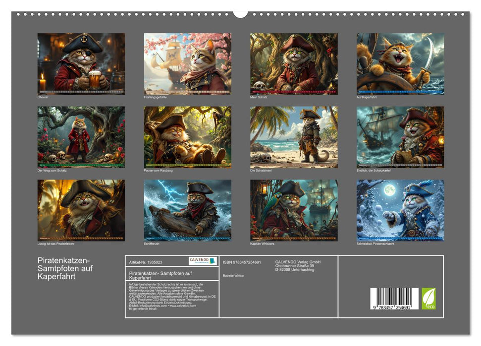 Piratenkatzen- Samtpfoten auf Kaperfahrt (CALVENDO Premium Wandkalender 2026)