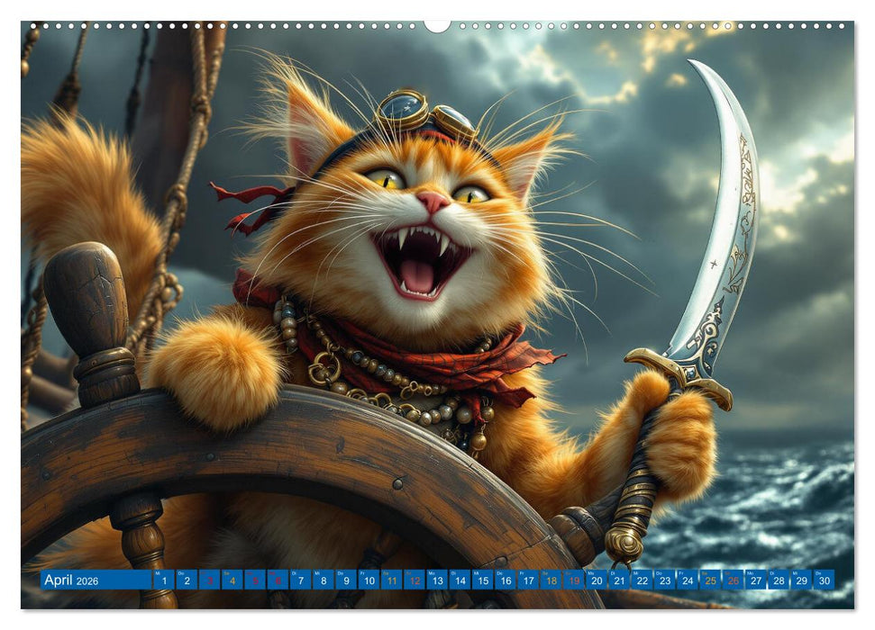Piratenkatzen- Samtpfoten auf Kaperfahrt (CALVENDO Premium Wandkalender 2026)