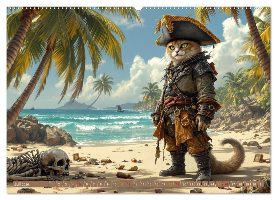 Piratenkatzen- Samtpfoten auf Kaperfahrt (CALVENDO Premium Wandkalender 2026)