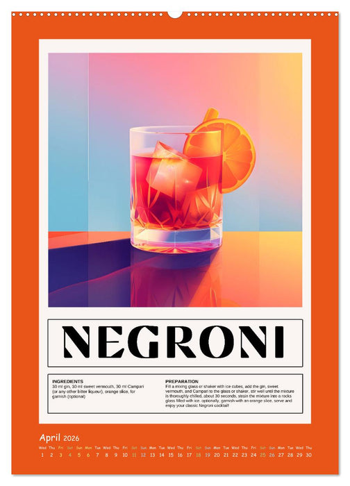 Classic Cocktails (CALVENDO Monthly Calendar 2026)