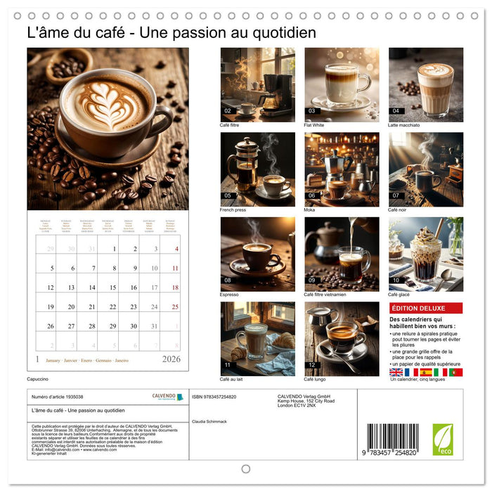 L'âme du café - Une passion au quotidien (CALVENDO Calendrier mensuel 2026)