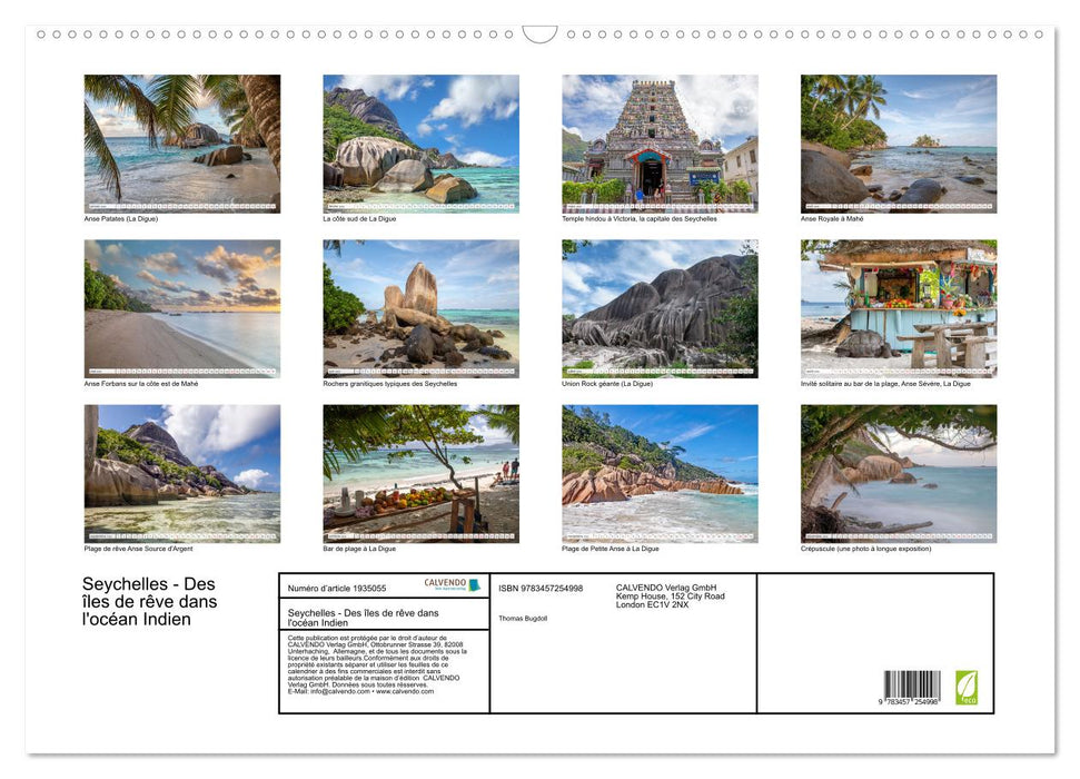 Seychelles - Des îles de rêve dans l'océan Indien (CALVENDO Calendrier mensuel 2026)