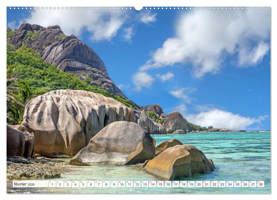 Seychelles - Des îles de rêve dans l'océan Indien (CALVENDO Calendrier mensuel 2026)