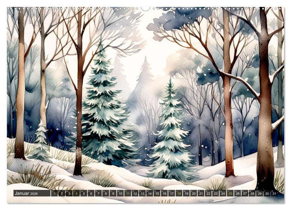 Die Natur in Aquarellbildern (CALVENDO Premium Wandkalender 2026)