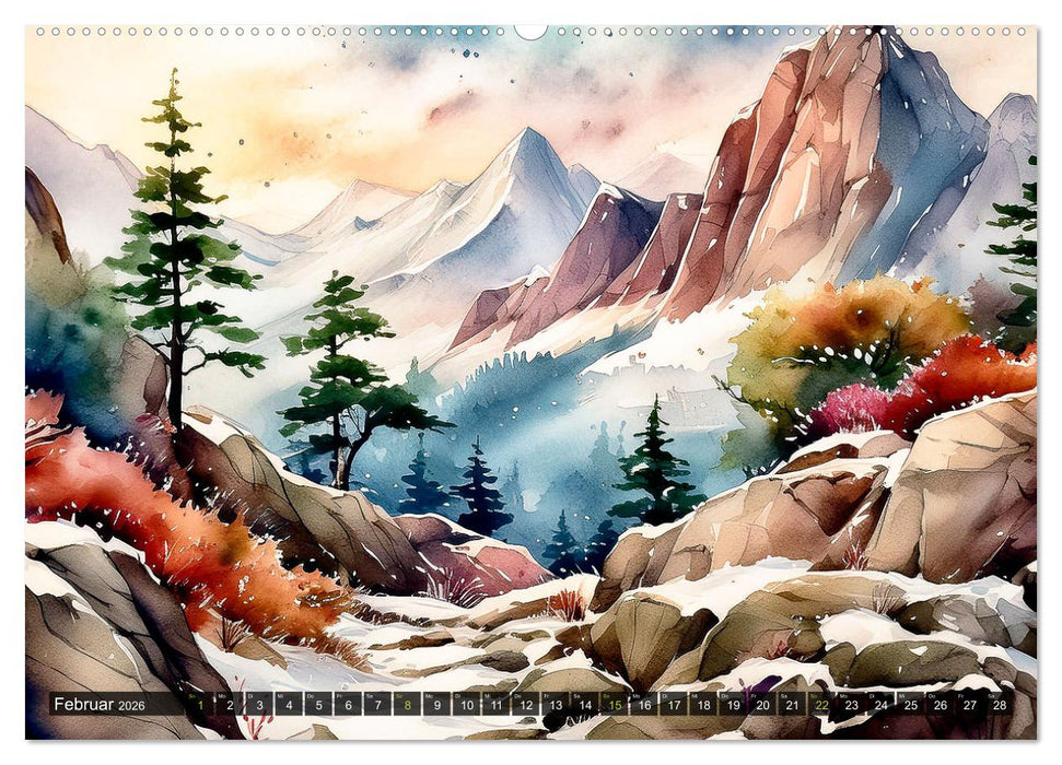 Die Natur in Aquarellbildern (CALVENDO Premium Wandkalender 2026)