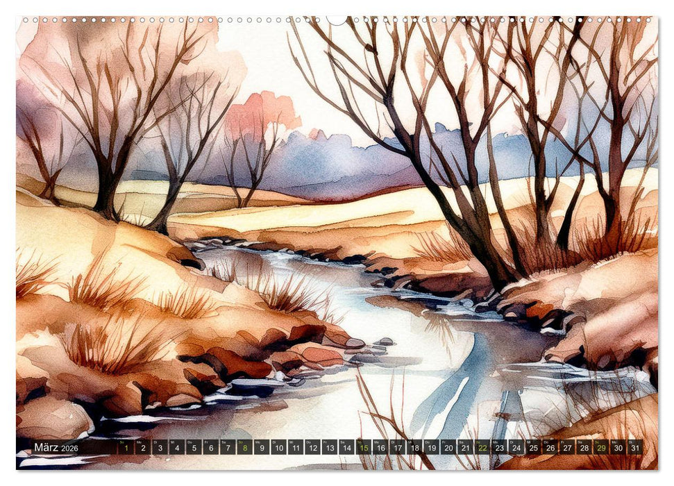 Die Natur in Aquarellbildern (CALVENDO Premium Wandkalender 2026)