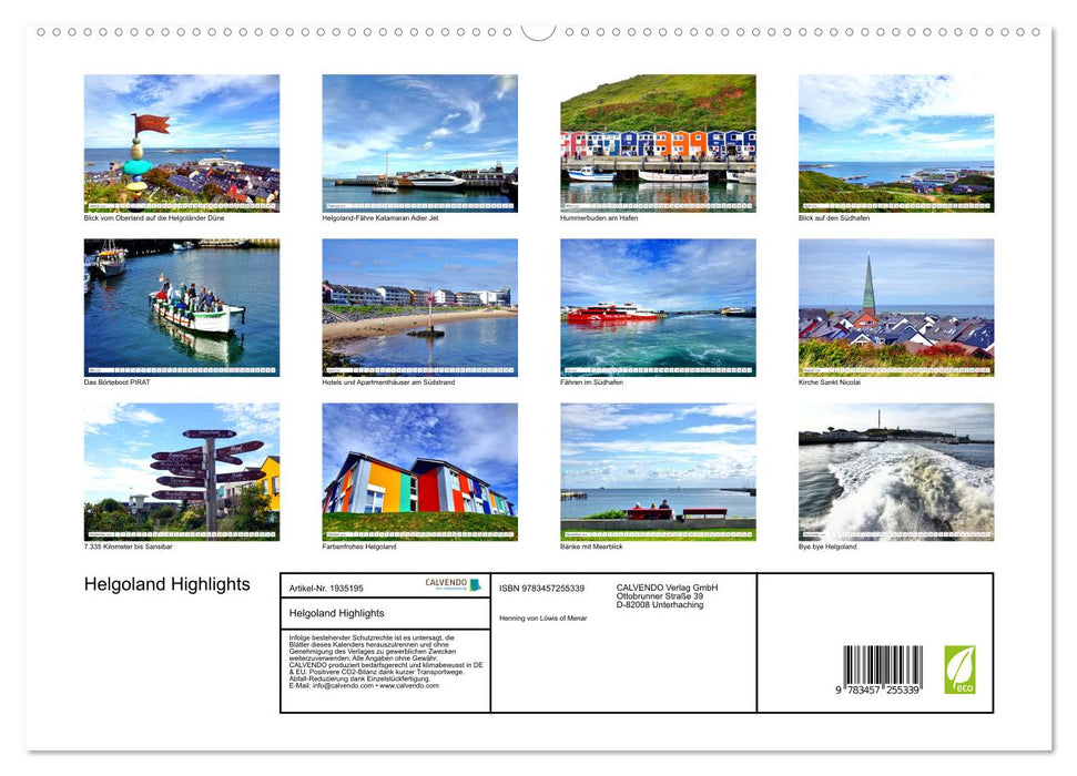 Helgoland Highlights (CALVENDO Premium Wandkalender 2026)