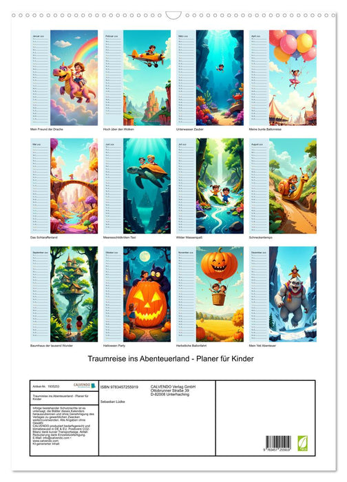 Traumreise ins Abenteuerland - Planer für Kinder (CALVENDO Wandkalender 2026)