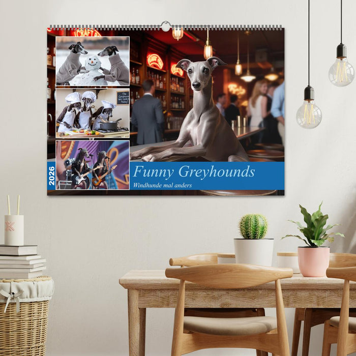 Funny Greyhounds - Windhunde mal anders (CALVENDO Wandkalender 2026)