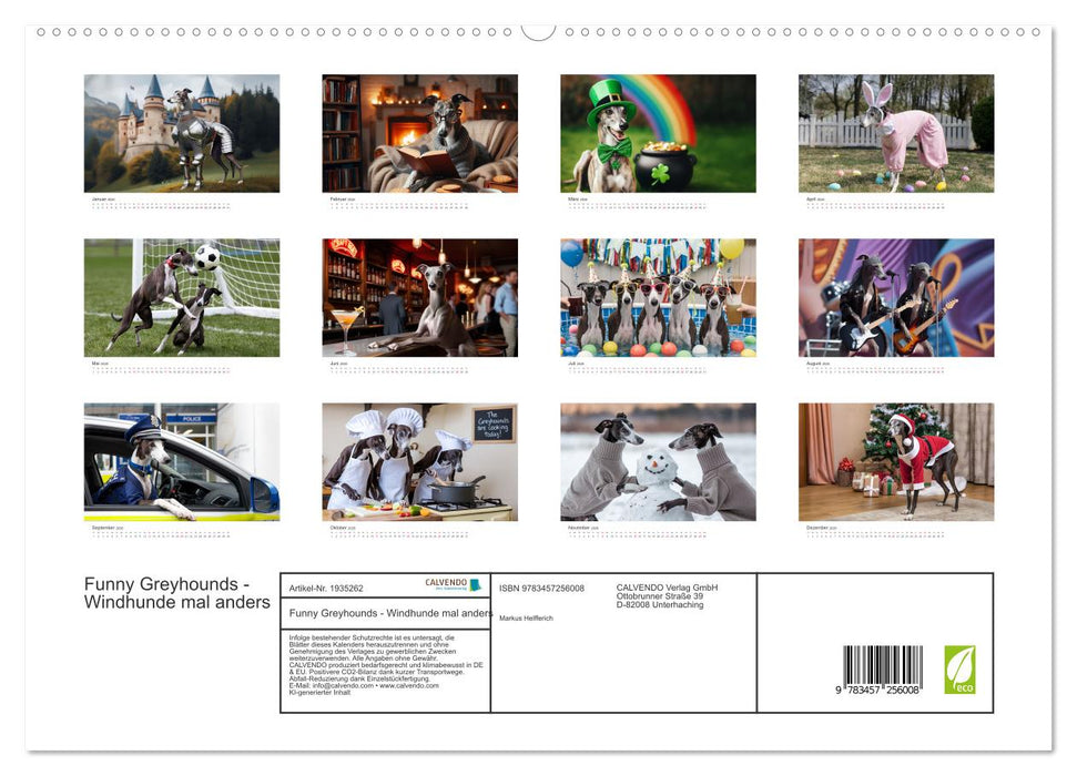 Funny Greyhounds - Windhunde mal anders (CALVENDO Premium Wandkalender 2026)