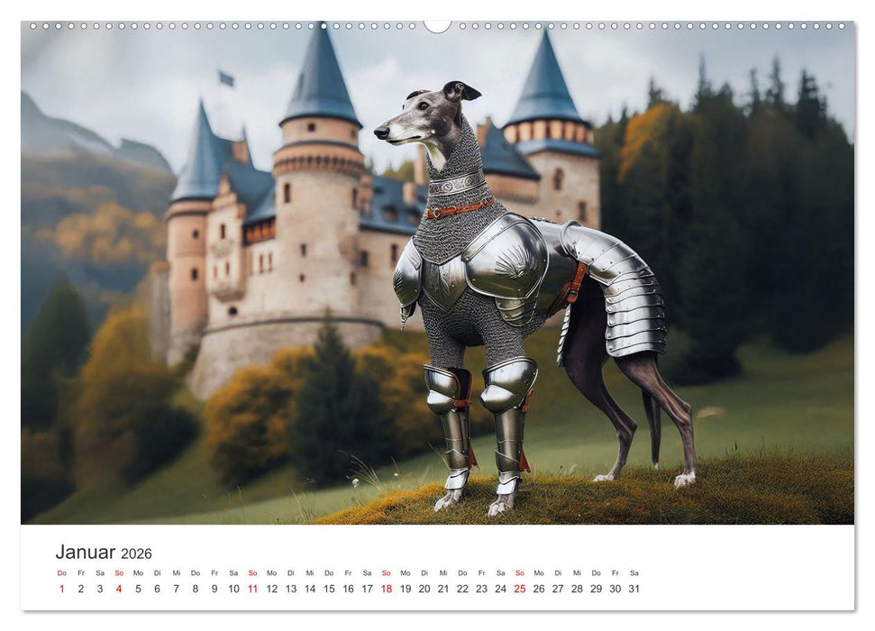 Funny Greyhounds - Windhunde mal anders (CALVENDO Premium Wandkalender 2026)