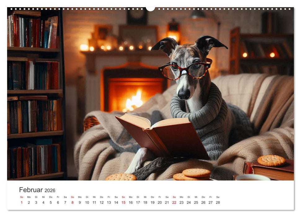 Funny Greyhounds - Windhunde mal anders (CALVENDO Premium Wandkalender 2026)