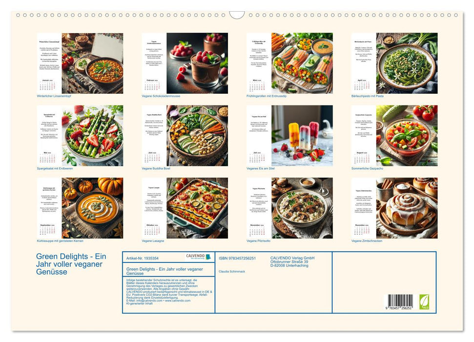 Green Delights - Ein Jahr voller veganer Genüsse (CALVENDO Wandkalender 2026)
