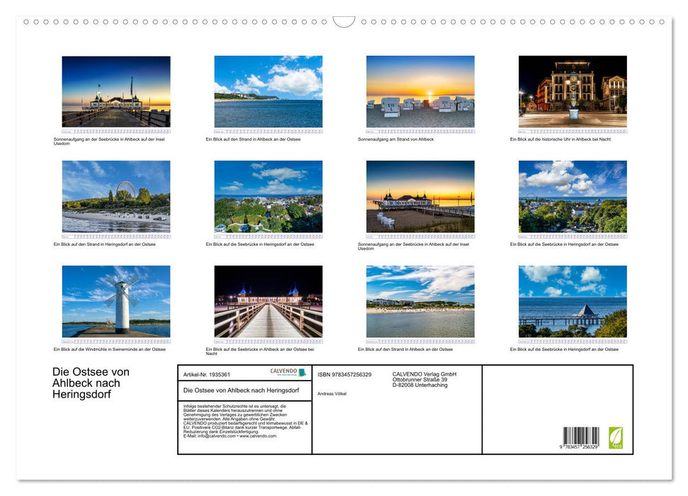 Die Ostsee von Ahlbeck nach Heringsdorf (CALVENDO Wandkalender 2026)