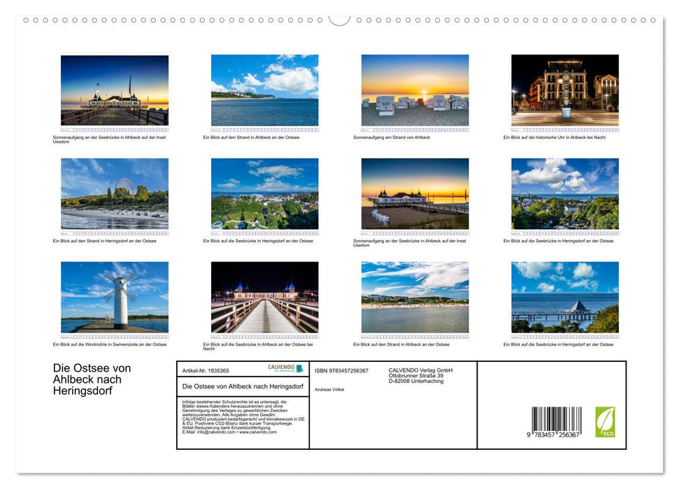 Die Ostsee von Ahlbeck nach Heringsdorf (CALVENDO Premium Wandkalender 2026)