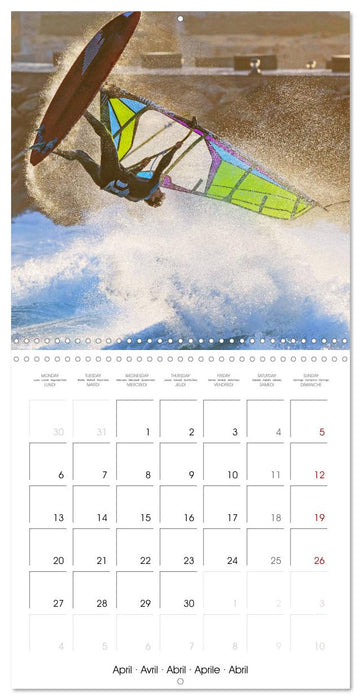 Planche à voile: Eau, écume et vagues (CALVENDO Calendrier mensuel 2026)