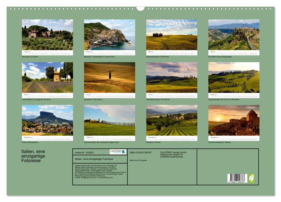 Italien, eine einzigartige Fotoreise (CALVENDO Wandkalender 2026)