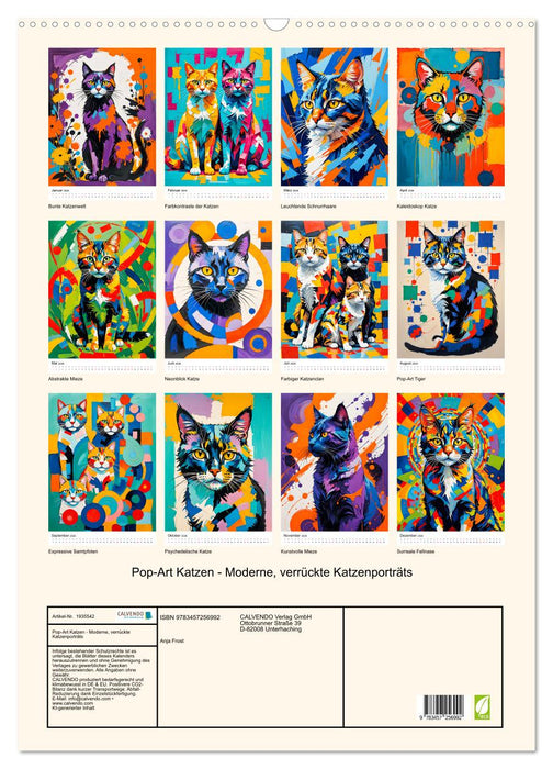 Pop-Art Katzen - Moderne, verrückte Katzenporträts (CALVENDO Wandkalender 2026)
