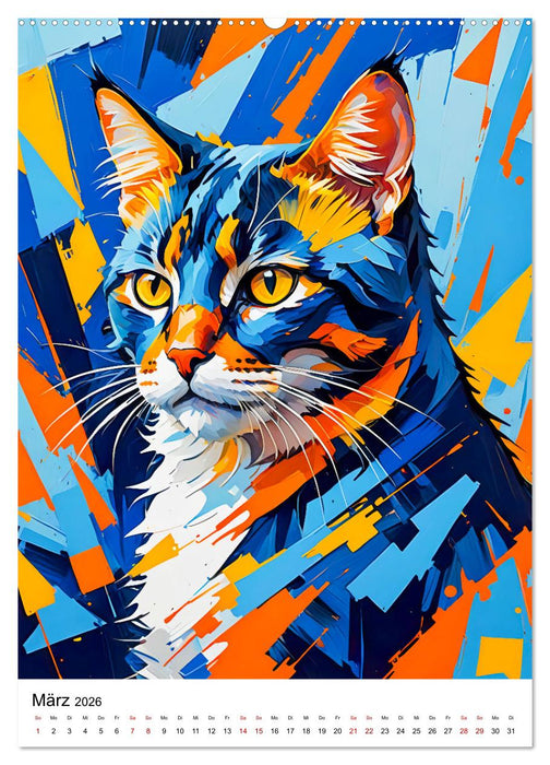 Pop-Art Katzen - Moderne, verrückte Katzenporträts (CALVENDO Wandkalender 2026)