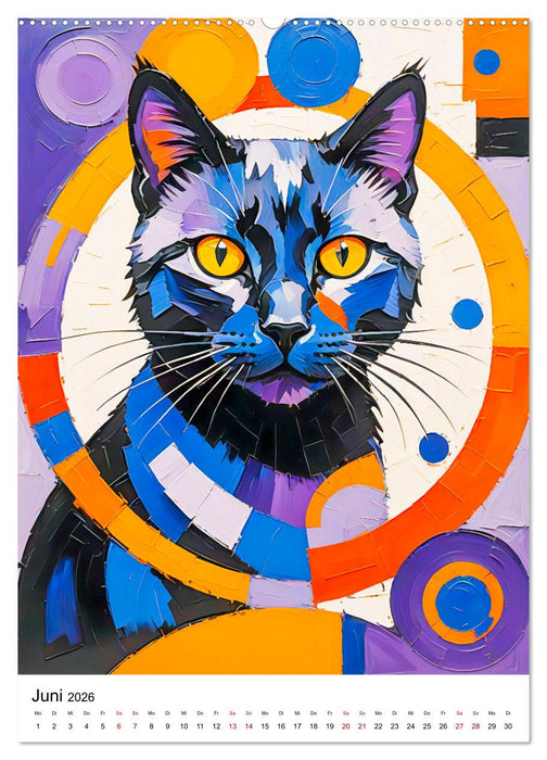 Pop-Art Katzen - Moderne, verrückte Katzenporträts (CALVENDO Premium Wandkalender 2026)
