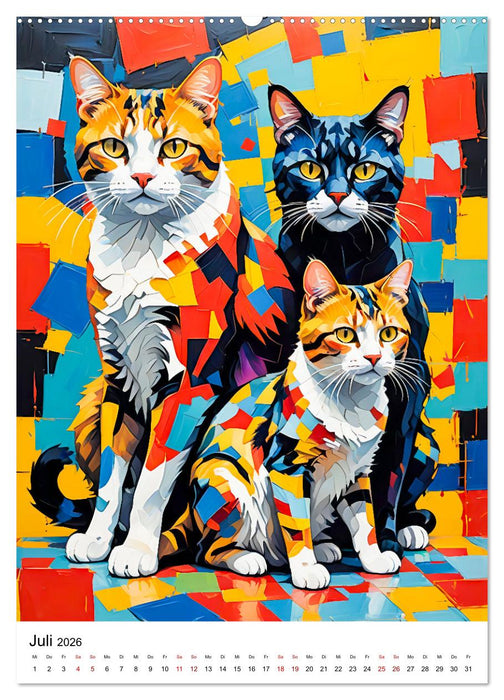 Pop-Art Katzen - Moderne, verrückte Katzenporträts (CALVENDO Premium Wandkalender 2026)