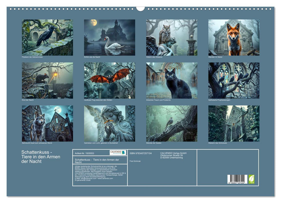 Schattenkuss - Tiere in den Armen der Nacht (CALVENDO Wandkalender 2026)