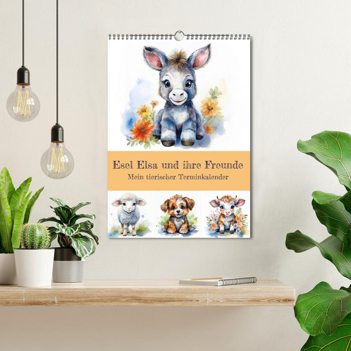 Esel Elsa und ihre Freunde - Mein tierischer Terminkalender (CALVENDO Wandkalender 2026)
