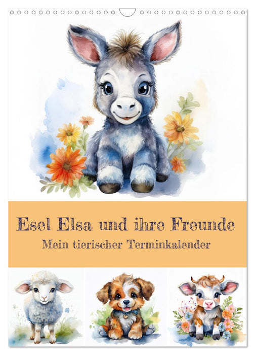 Esel Elsa und ihre Freunde - Mein tierischer Terminkalender (CALVENDO Wandkalender 2026)