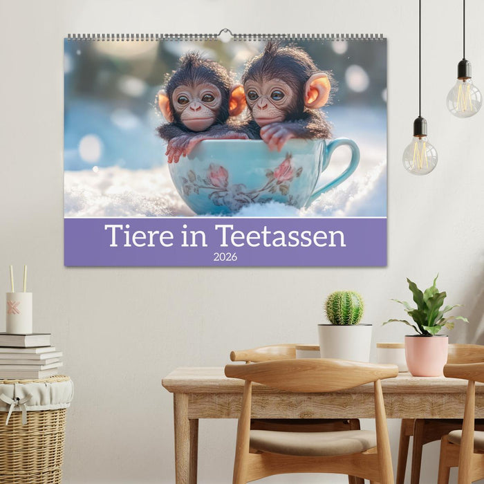 Tiere in Teetassen (CALVENDO Wandkalender 2026)