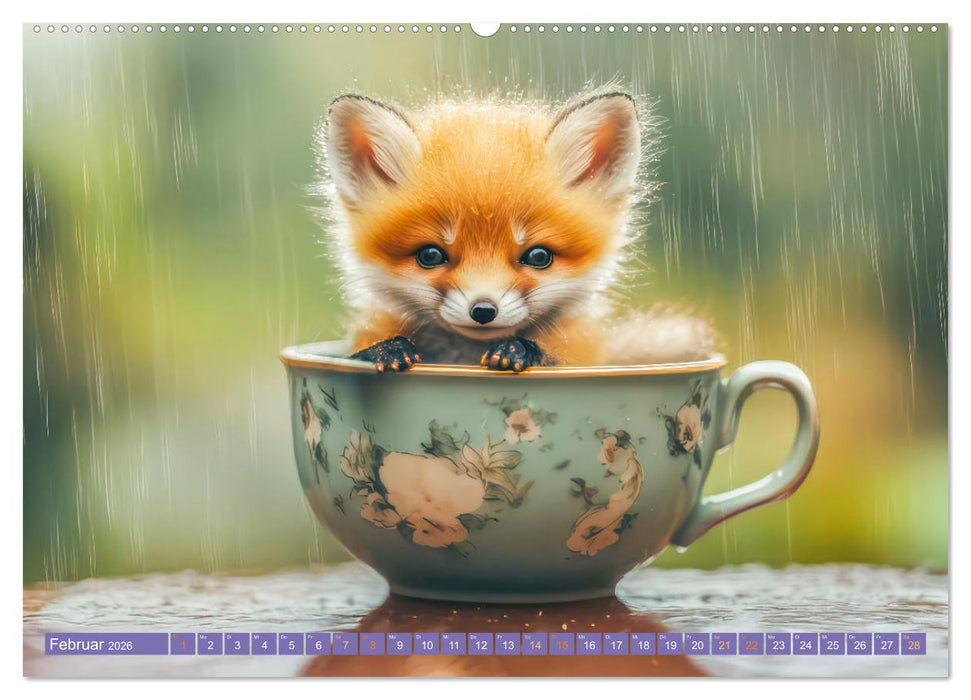 Tiere in Teetassen (CALVENDO Wandkalender 2026)