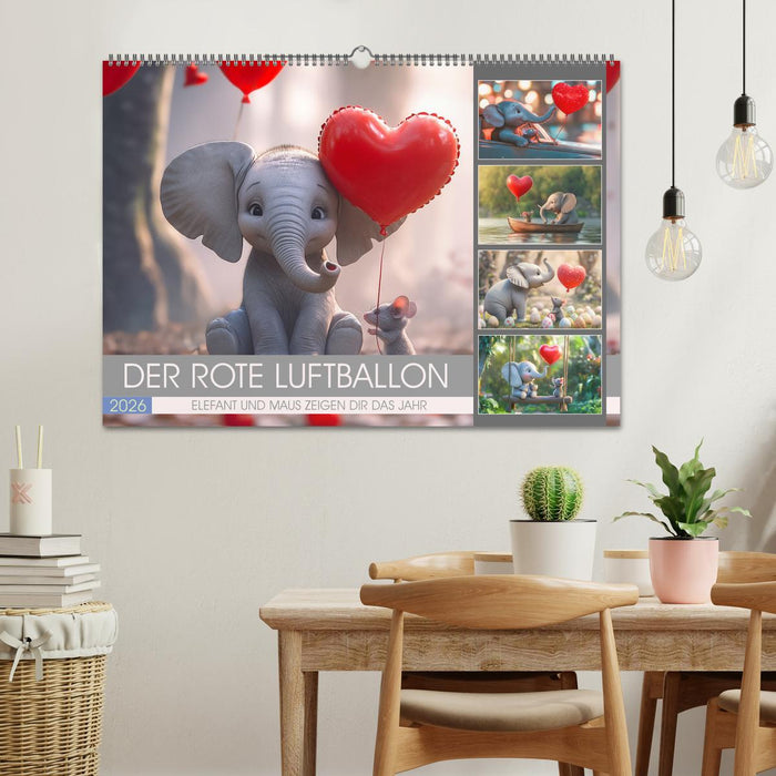 Der rote Luftballon - Elefant und Maus zeigen Dir das Jahr (CALVENDO Wandkalender 2026)