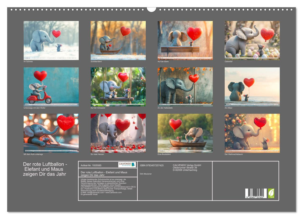 Der rote Luftballon - Elefant und Maus zeigen Dir das Jahr (CALVENDO Wandkalender 2026)