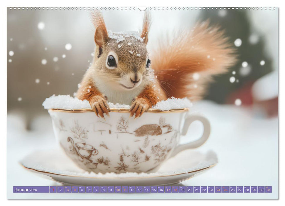 Tiere in Teetassen (CALVENDO Premium Wandkalender 2026)